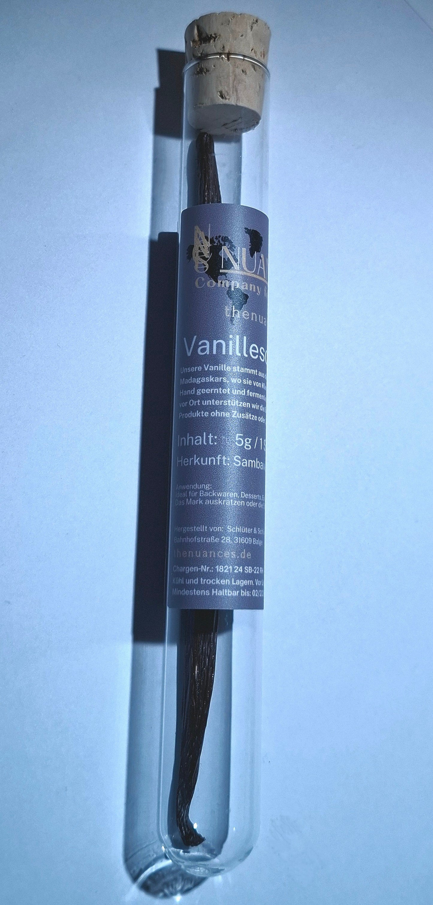 Vanilleschoten, 18cm im Glas mit Korken