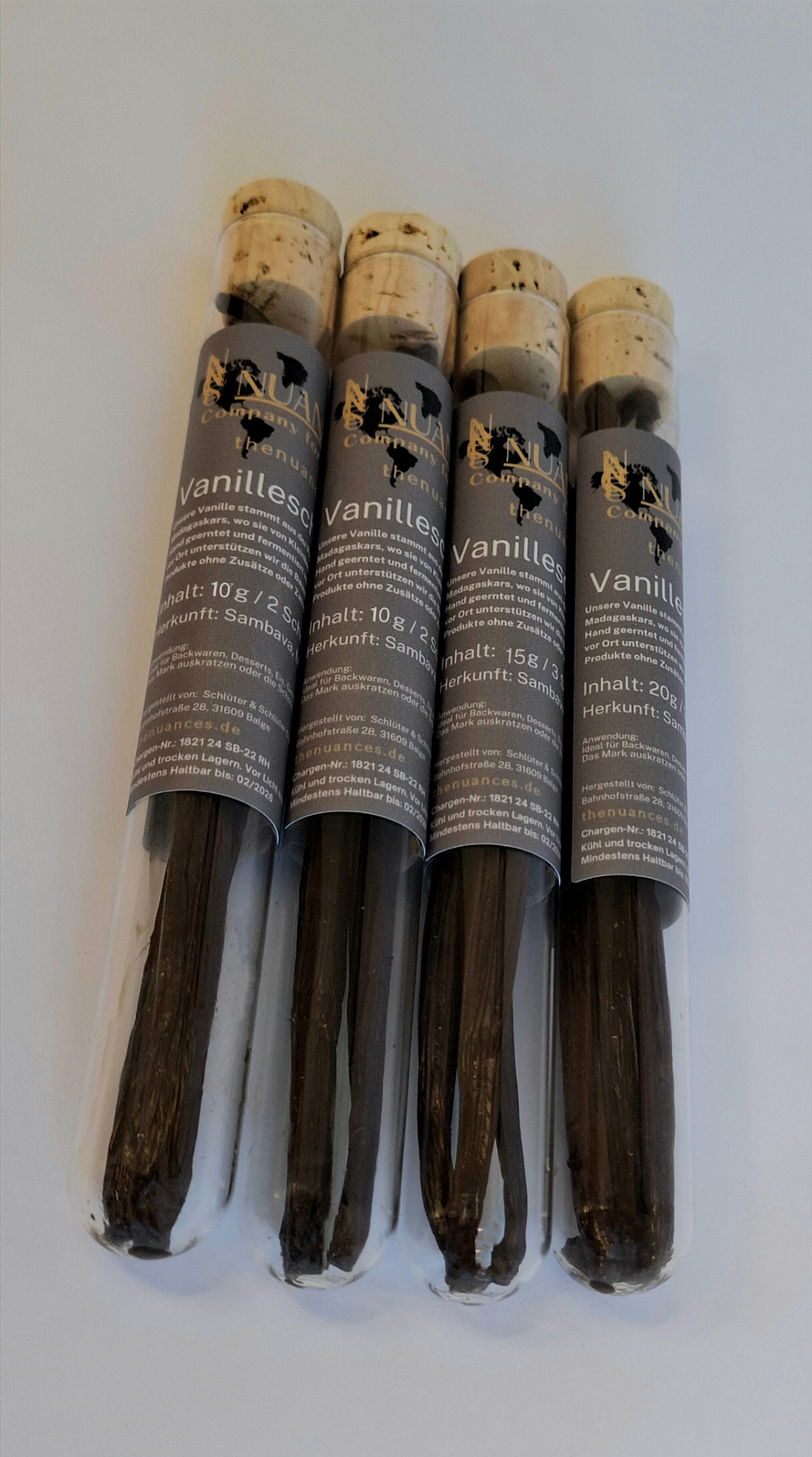 Vanilleschoten, 18cm im Glas mit Korken